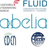 Logoer foe ICDE, EDEN, abelia, FLUID of FUN