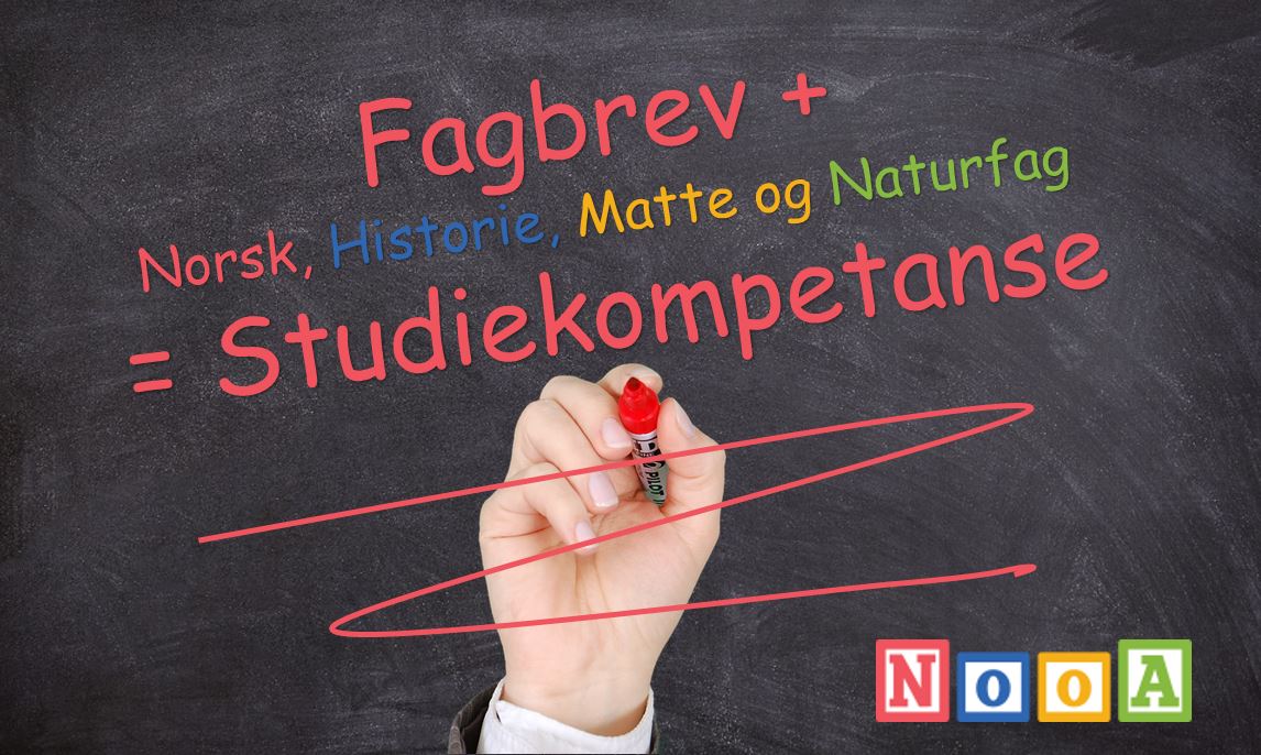 Fagbrev + Norsk, Historie, Matte og Naturfag gir studiekompetanse