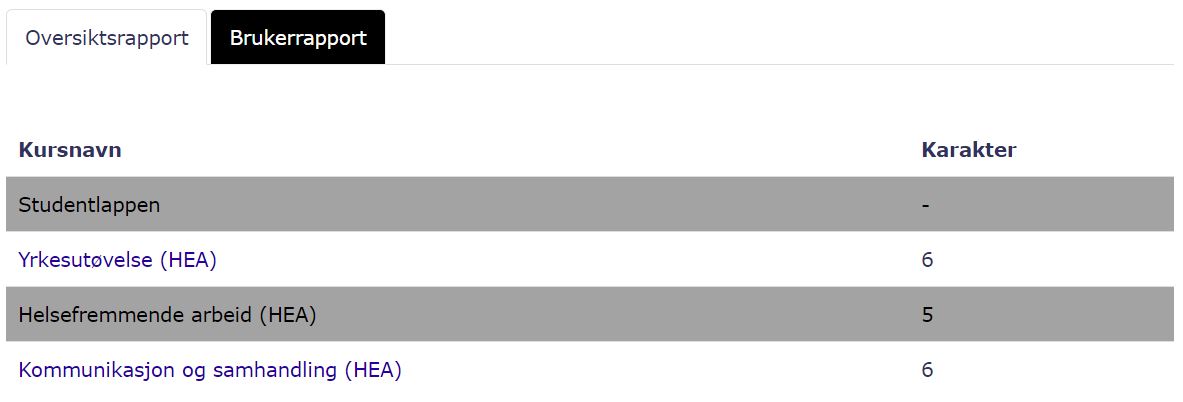 Oversiktsrapport: Karakterer HEA