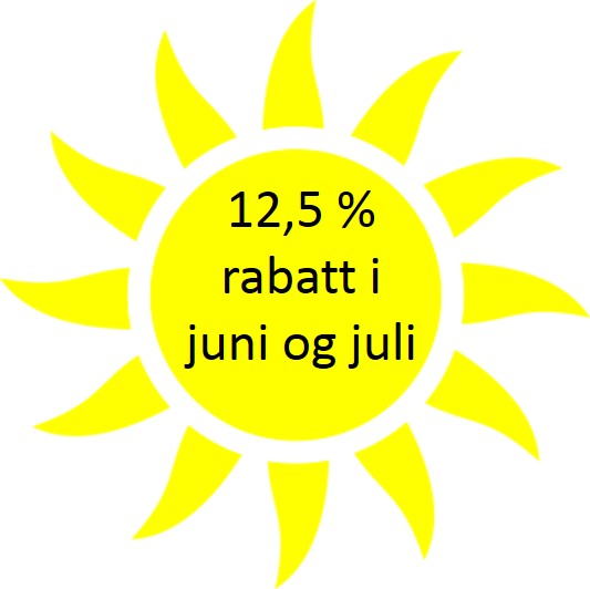 12,5 % rabatt i juni og juli