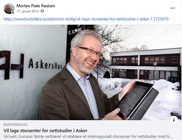 Budstikka - Vil lage storsenter for nettstudier i Asker