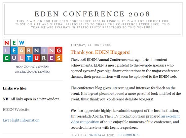 EDEN 2008 conference blog