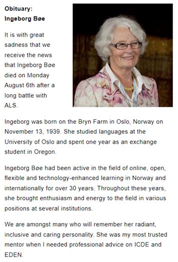 Ingeborg Bø Obituary