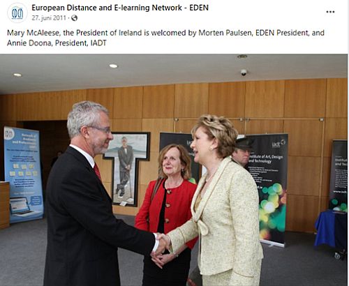 Irish President Mary McAleese welcomed by EDEN President Morten Flate Paulsen