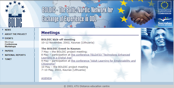 Screenshot of Baldic web-page