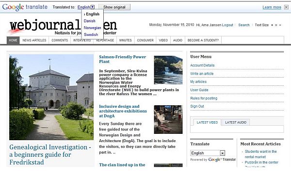 Webjournalisten screenshot 2010